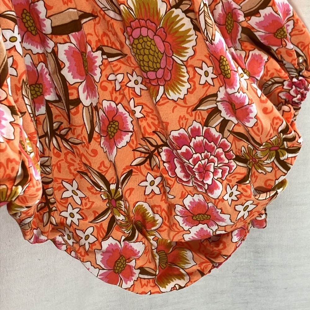 Umgee Orange Paisley V-Neck Mini Dress - Picture 6 of 15